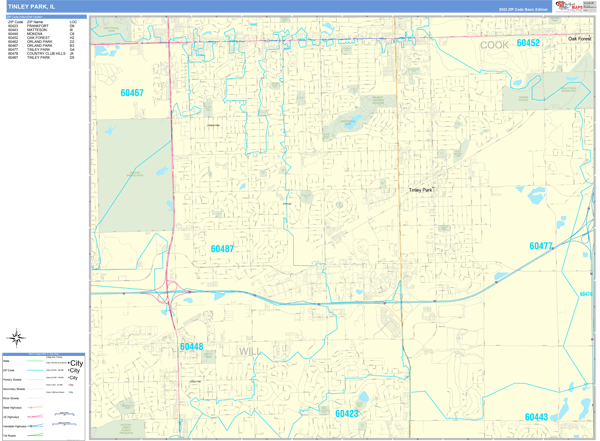 Tinley Park Wall Map